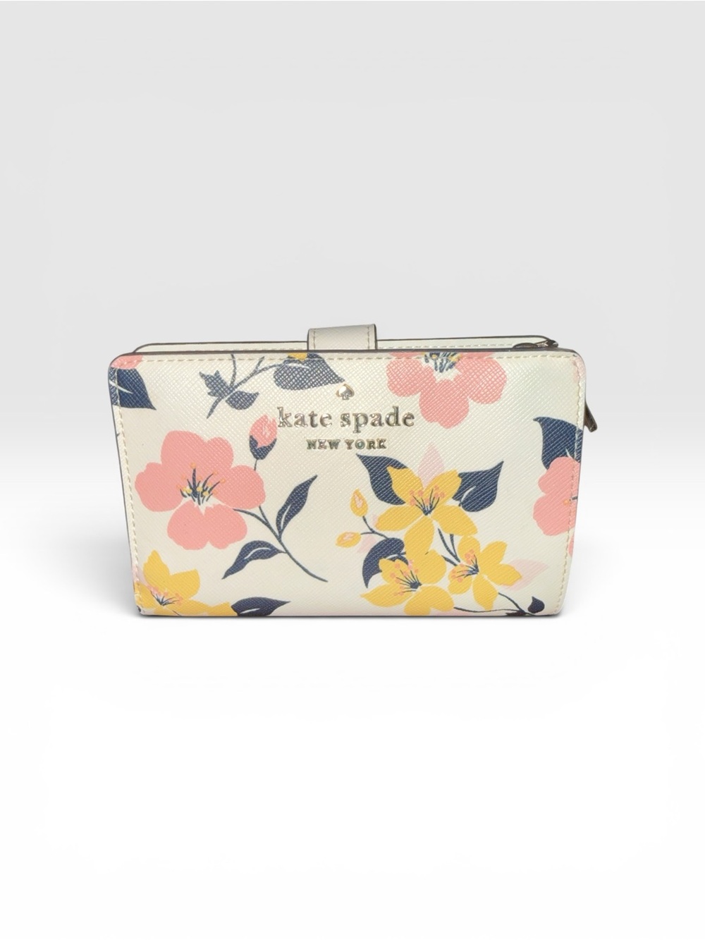 Kate Spade ✨Floral Zip Wallet in Cream with Pink & Yellow Flowers